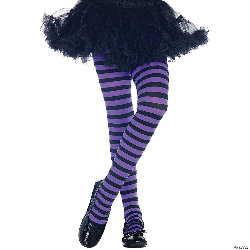Girl's Striped Tights | Costume-Shop.com - PURPLE-DARK / LARGE - image 2