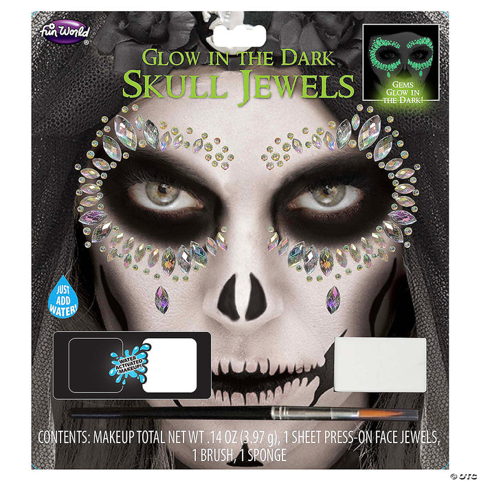 Glow-in-the-Dark Skull Jewels Makeup Kit | Costume-shop.com