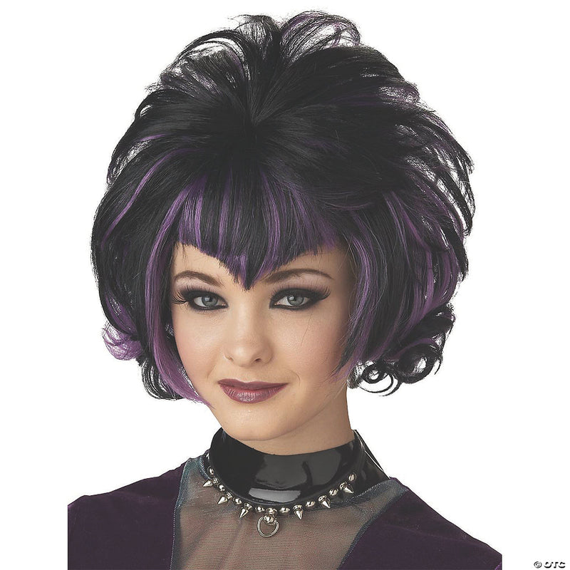 Goth Flip Black & Purple Wig - image 1