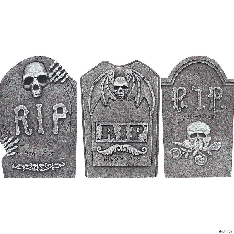19" Gravestone RIP Skull Rose Decoration - image 1