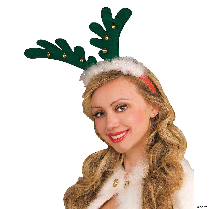 Green Reindeer Antlers With Bells - image 1