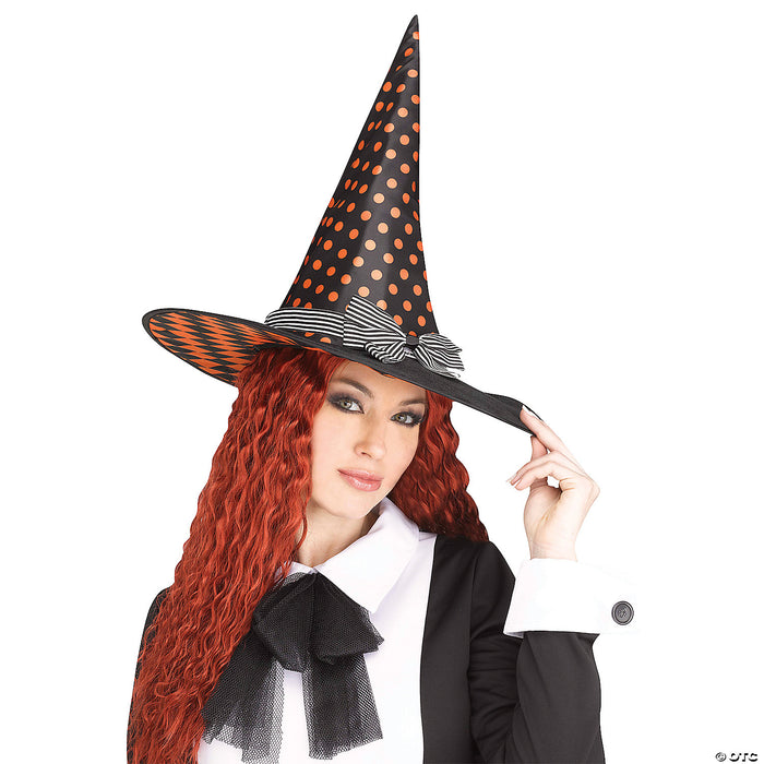 Hat Witch Vintage Black with Orange