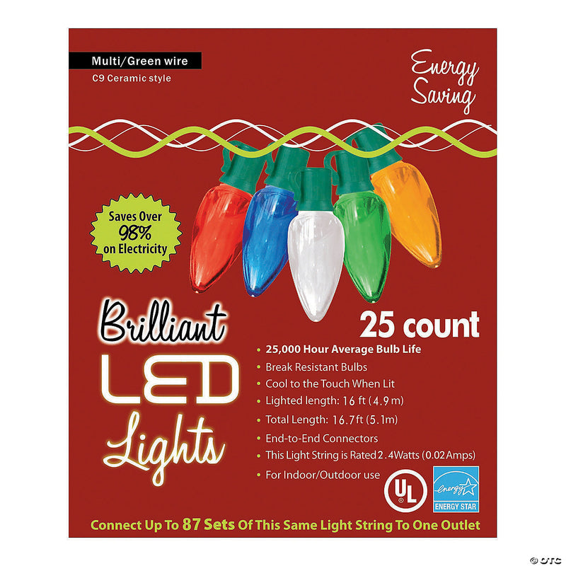 25-Count C9 LED Multicolor Holiday String Lights - image 1