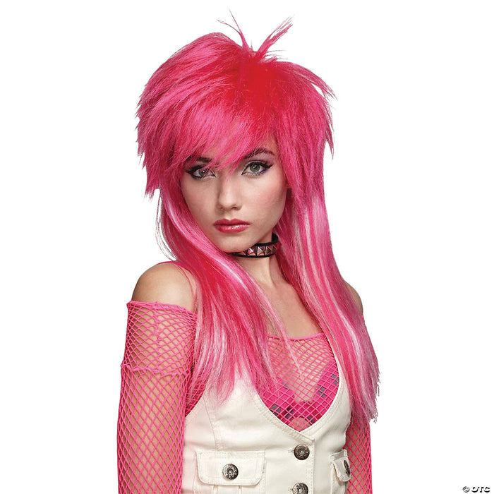 Hot Pink & White Glam Wig