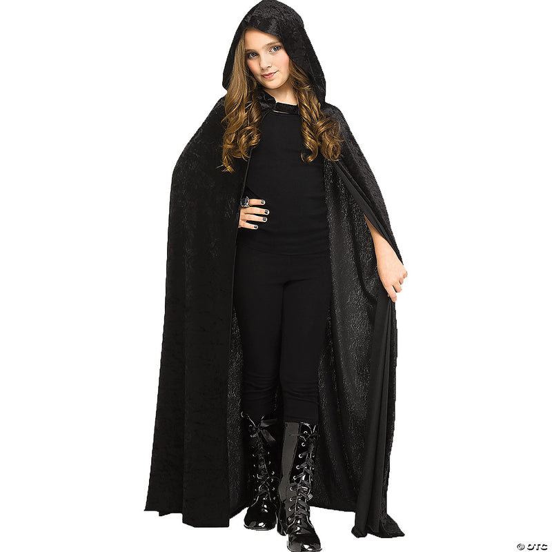 Kids' Black Hooded Velour Cape Costume | Costume-shop.com - image 1