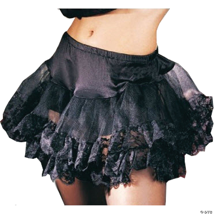 Lace Trimmed Petticoat-Black