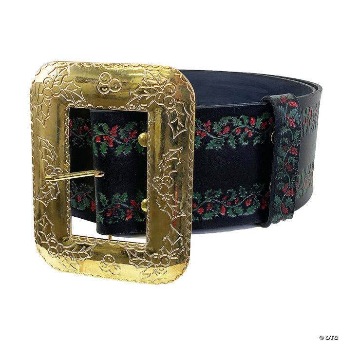 Leather Santa Belt Embossed with Holly