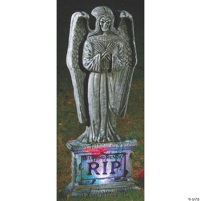 24" Light-Up Gothic Angel Tombstone Decoration
