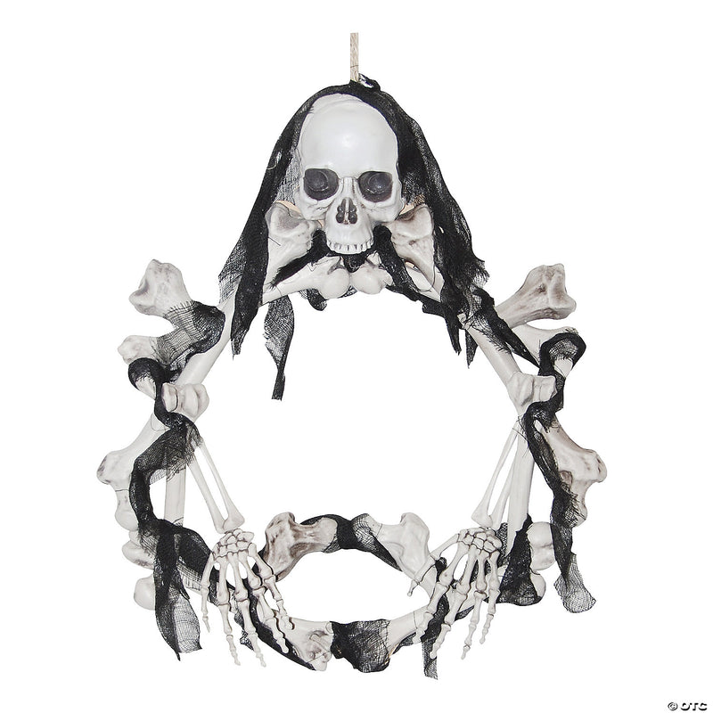 16.5" Lightup Skeleton Halloween Wreath - image 1