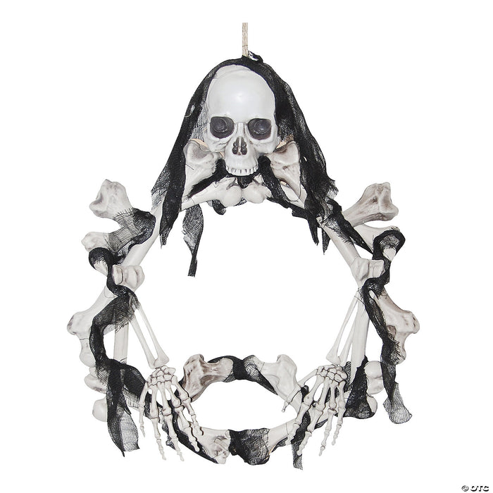 16.5" Lightup Skeleton Halloween Wreath