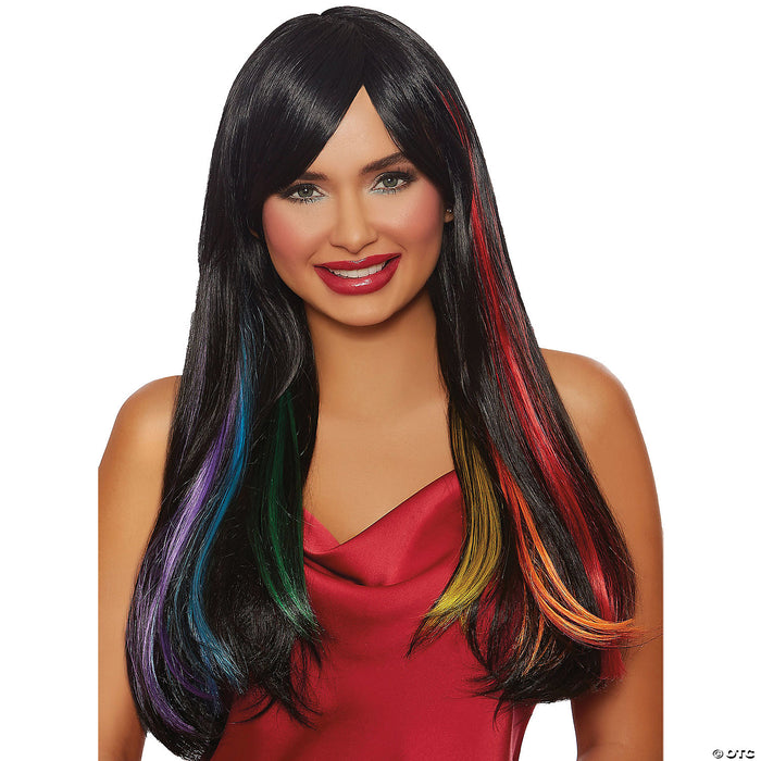 Long Straight Hidden Rainbow Wig