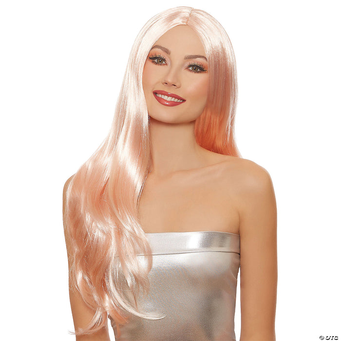 Long Straight Layered Rose Gold Wig