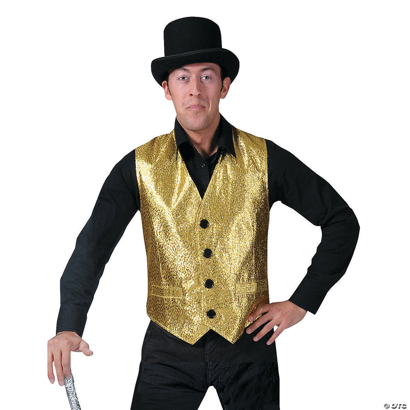 Men's Gold Vest Costume - Large - MEN 42-44 - image 1