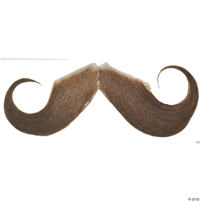Men's Human Hair Curled Ends Mustache - LIGHT BROWN - image 1