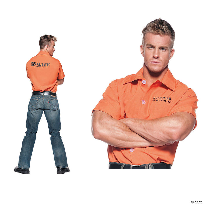 Men's Orange Prisoner Shirt Costume - Standard