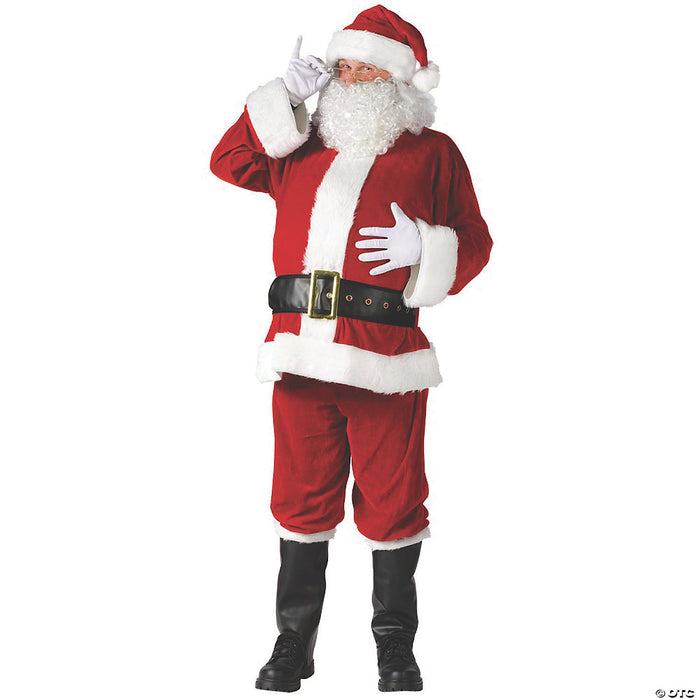 Men's Plus Size Complete Velour Santa Suit Costume