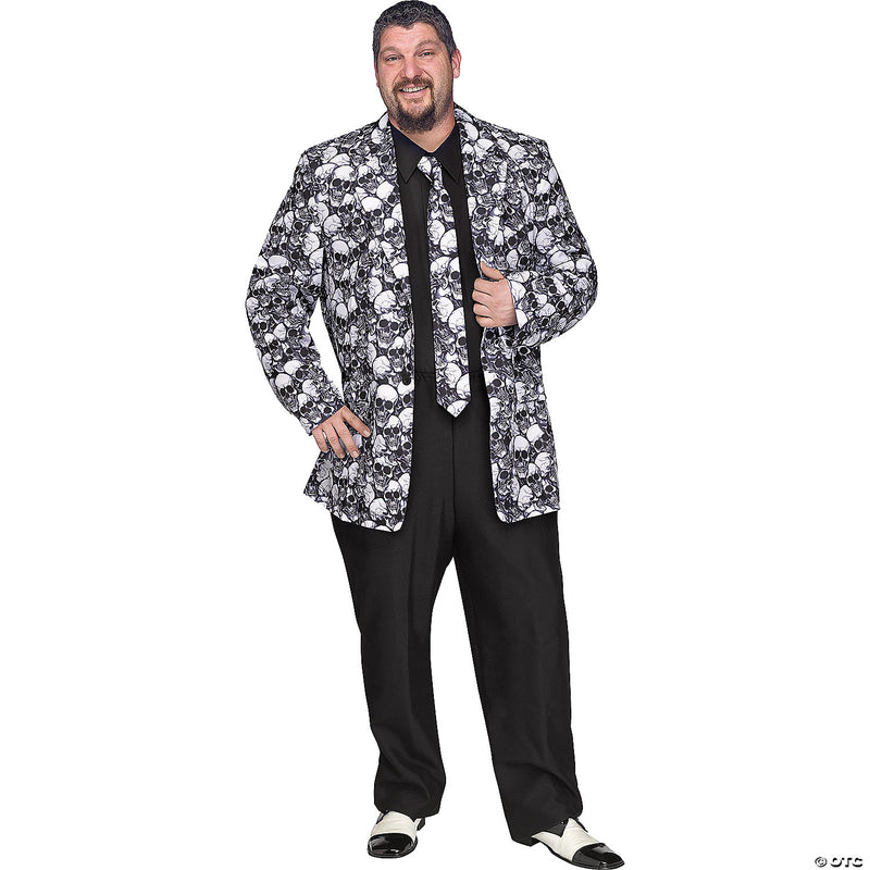 Men's Plus Size Skull Jacket & Tie - ONE SIZE - image 1