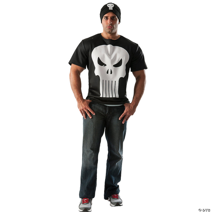 Men's Punisher Shirt & Hat Costume Kit