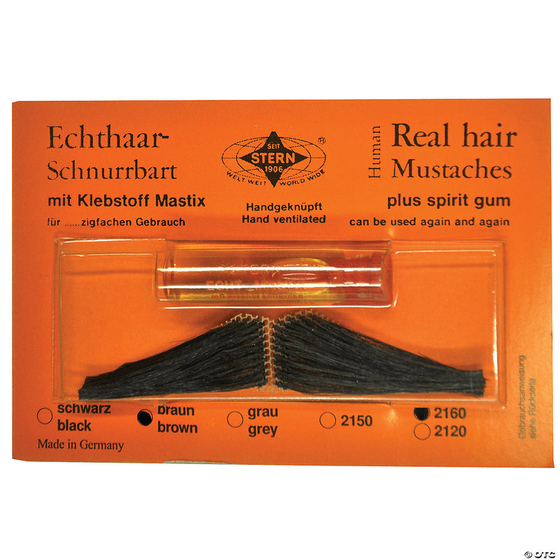 Men's Real Hair Italian Mustache - BROWN - image 1