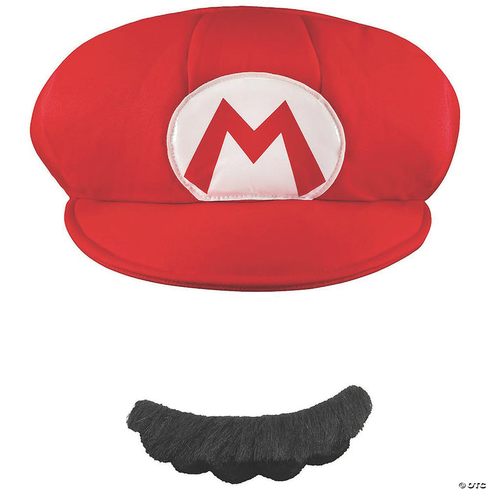 Men's Super Mario™ Hat & Mustache Costume Kit