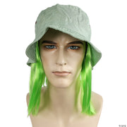 Clown Hat with Attached Hair - GREEN - image 1