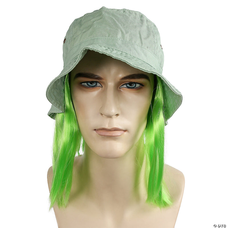 Clown Hat with Attached Hair - GREEN - image 1