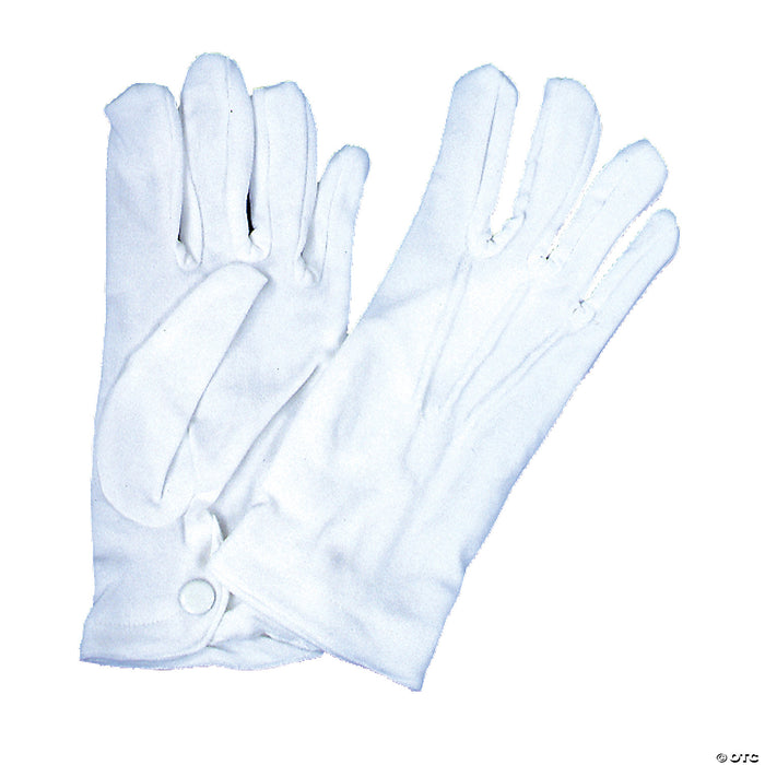 Men's White Nylon Gloves With Snap