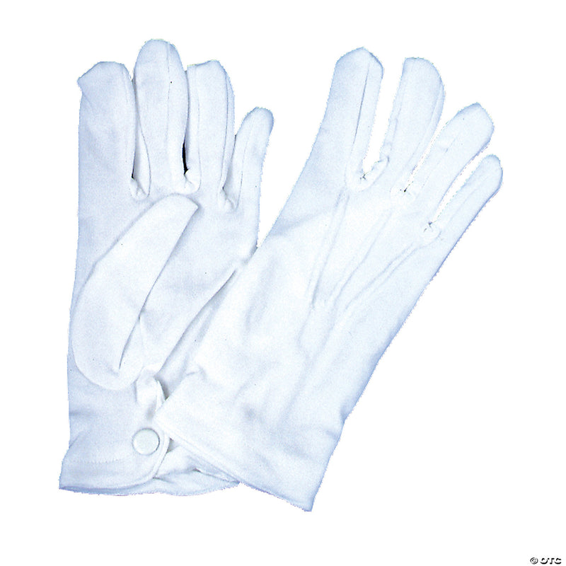 Men's White Nylon Gloves With Snap - LARGE - image 3