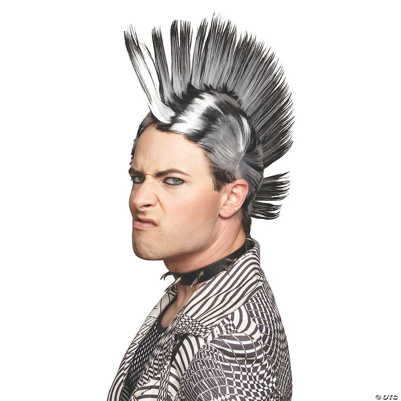 Mohawk Wig Black White - image 1