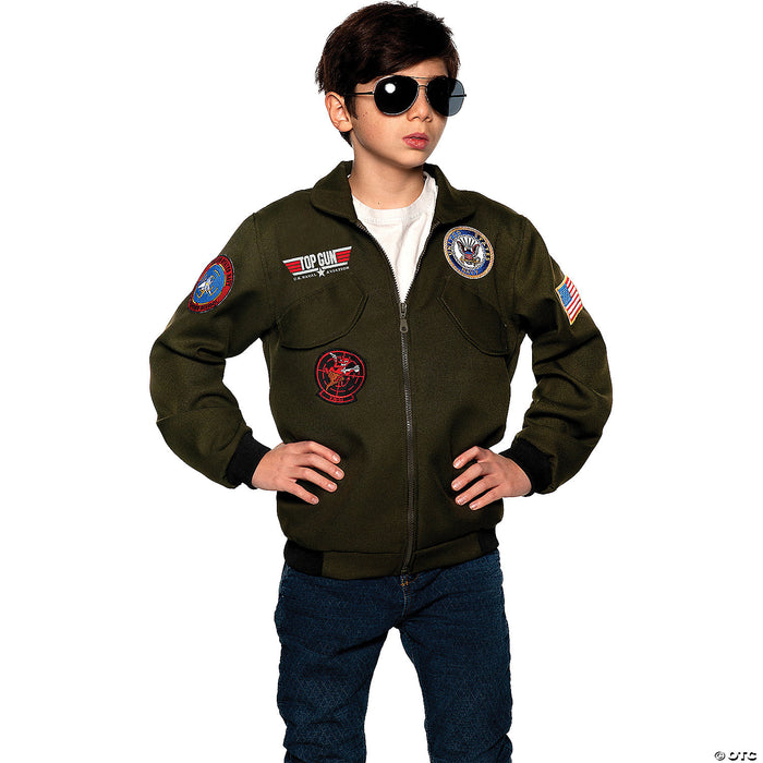 Navy Top Gun Pilot Jacket Child Costume - Large