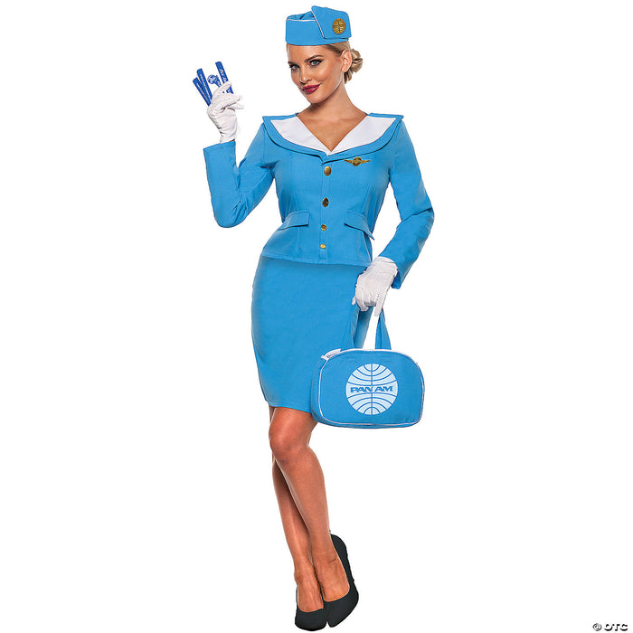 Pan Am Air Stewardess Adult Costume - Soar into Retro Style! ✈️👩‍✈️