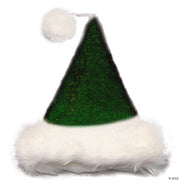 Plush Velvet Santa Hat for Adults | Costume-Shop.com - GREEN - image 1
