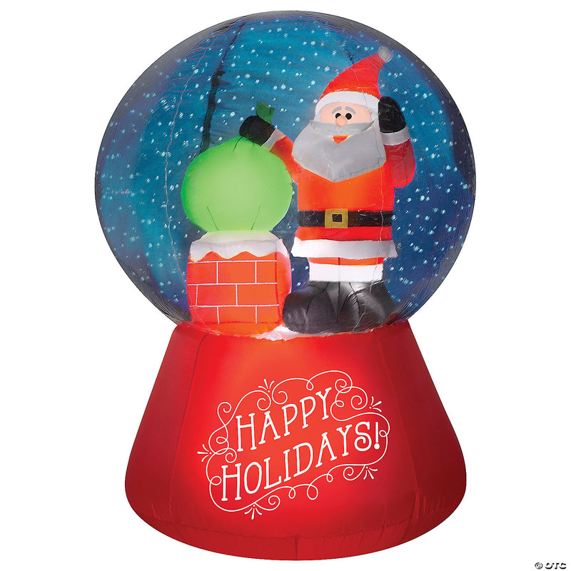 Projection Airblown® Snow Globe Santa on Rooftop Scene in Snowflurry 66" Inflatable Christmas Outdoor Yard Decor - image 1