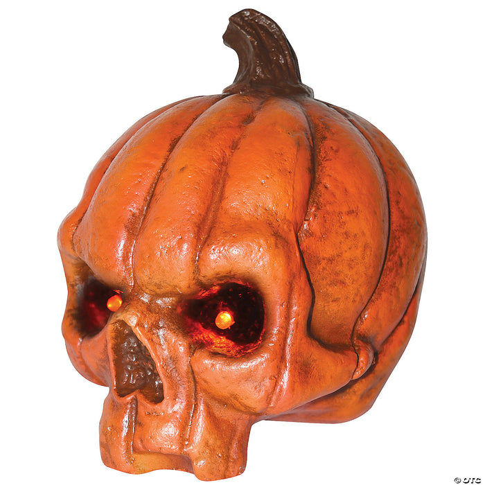 Pumpkin Skull with LED Light-Up Eyes Decoration