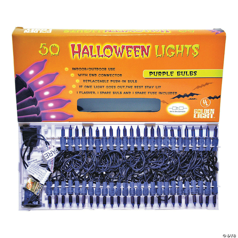 50-Count UL Purple Halloween String Lights - image 1