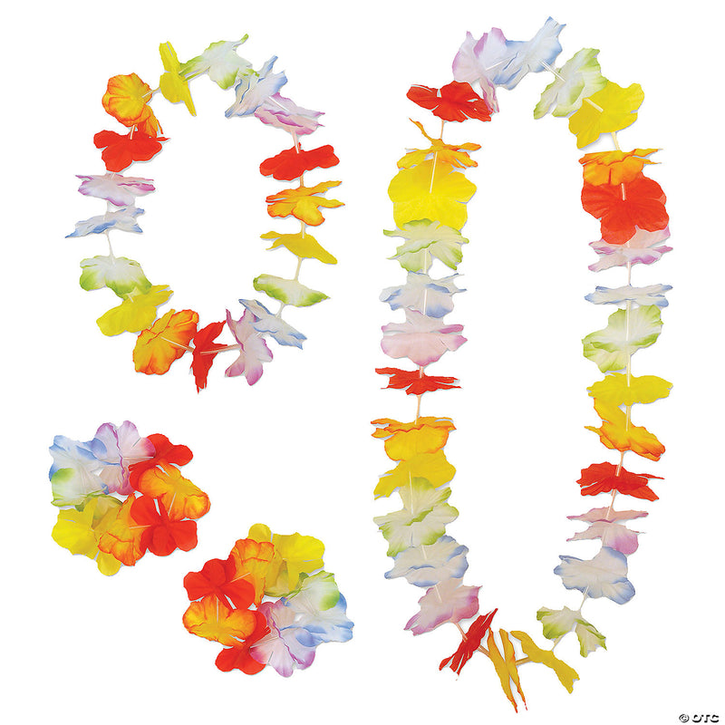 Rainbow Floral Plastic Lei Set - 4 Pc. - image 1