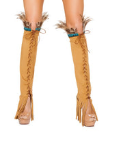 Lace Up Suede Leg Warmers - Honey - image 1