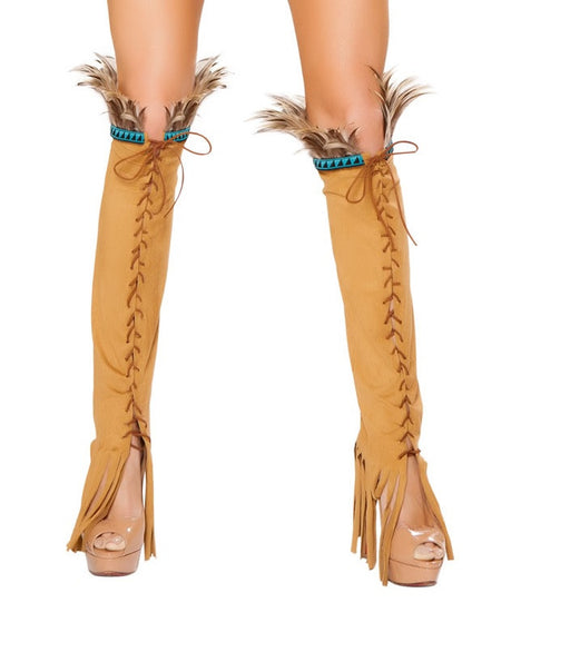 Lace Up Suede Leg Warmers - Honey - image 1