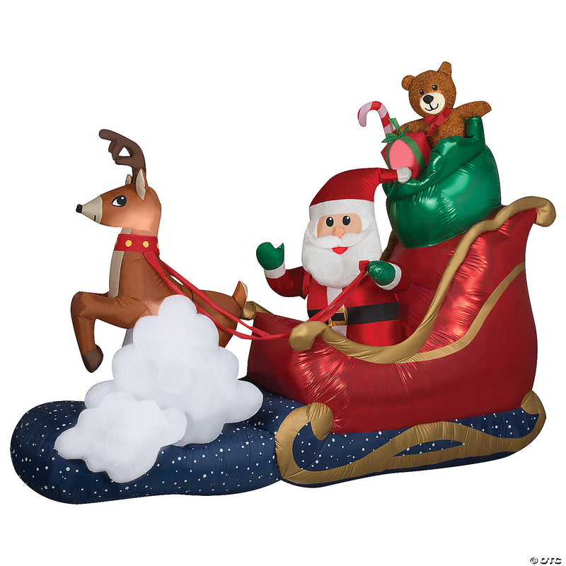 Luxe Waving Santa w/ Rocking Reindeer inflatable | Costume-shop.com