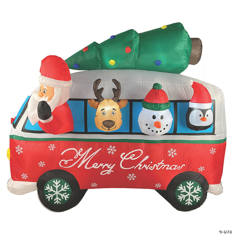 7' Inflatable Santa Vintage Van Yard Decoration | Costume-Shop.com - image 1