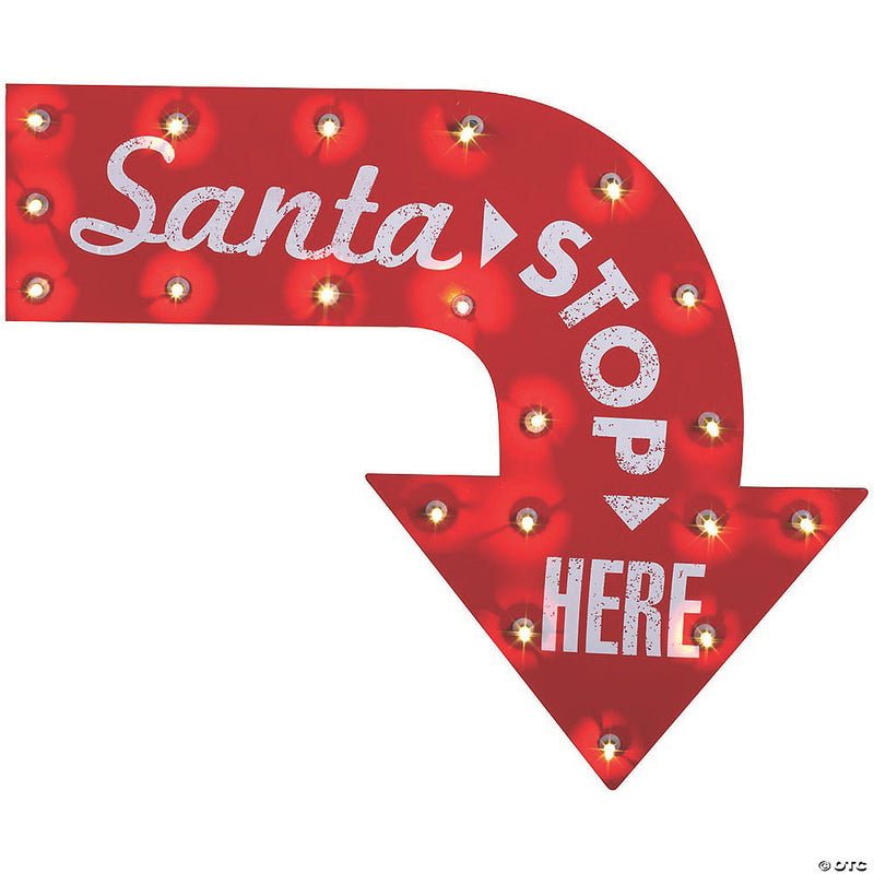 Santa’s Here Vintage Sign | Costume-shop.com - image 1