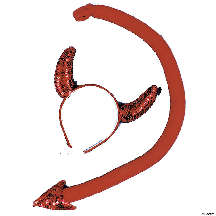 Sequin Devil Horn and Tail Set