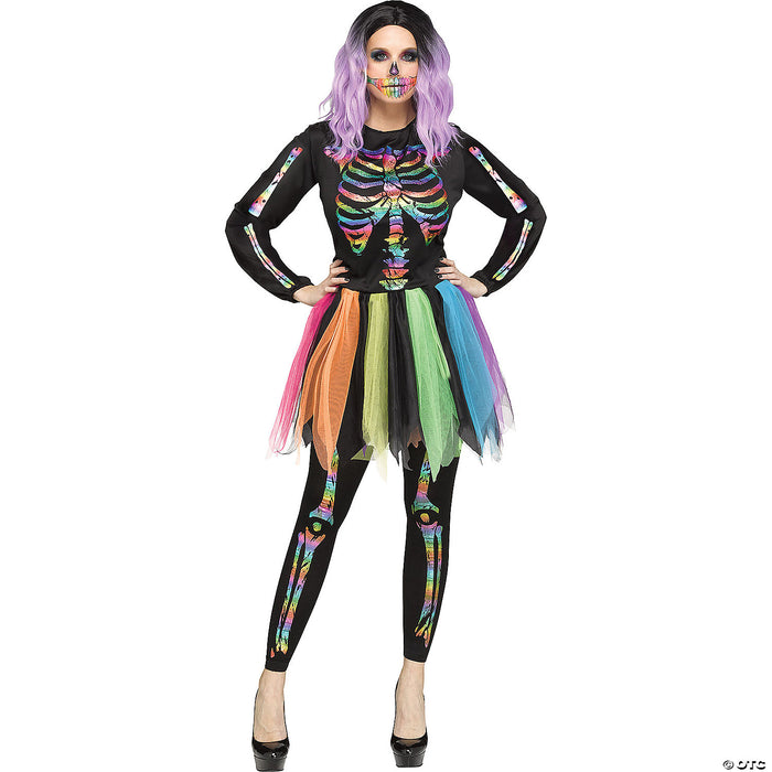 Skeleton Rainbow Foil Adult Costume