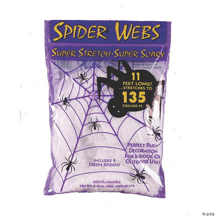 11' Stretchy White Spider Web Decoration