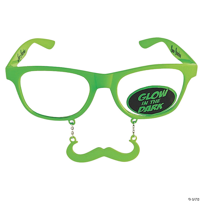 Sun-Stache Glow-in-the-Dark Green Mustache Glasses