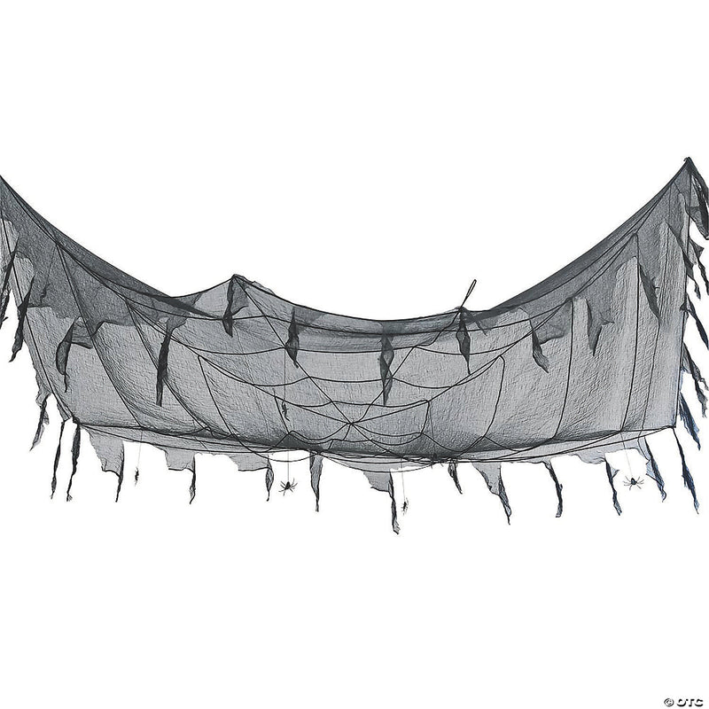 Tattered Ceiling Halloween Decoration with Dangling Spiders - image 1