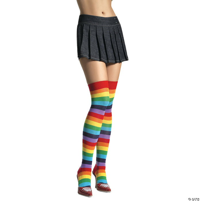 Thigh-High Rainbow Stockings for Women