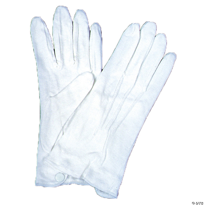 White Cotton Gloves With Snap