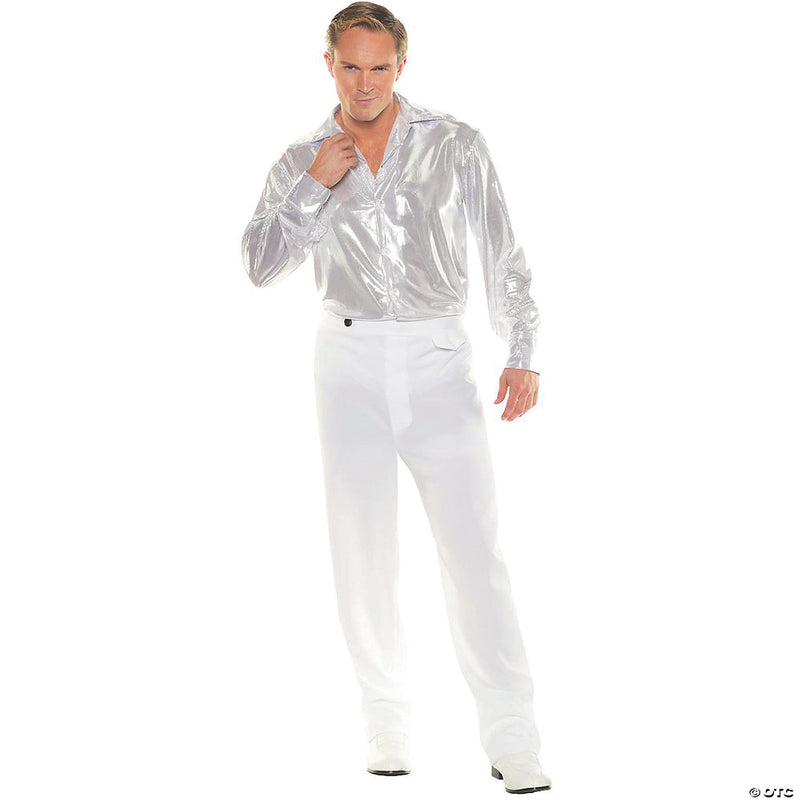 Men's Silver/White Disco T-shirt - ONE SIZE - image 1