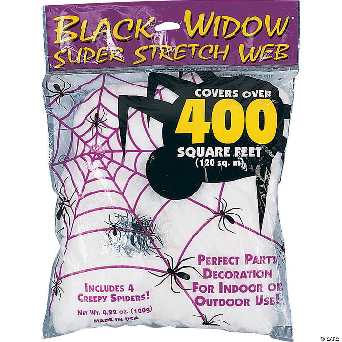 White Super Stretch Spider Web Halloween Decoration